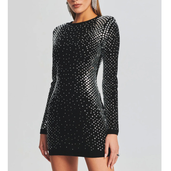 Retrofete Velma Minin Dress Black Silver XS Crystal Embellished New with Flaw - Picture 1 of 14